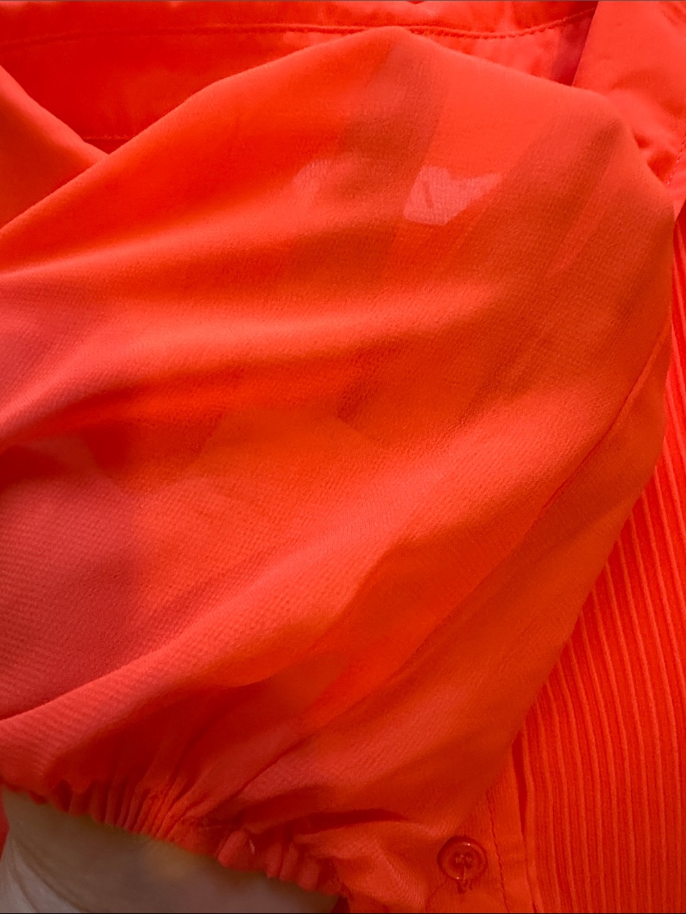 Bright Orange Pleated Button-Front Shirt Dress XS - Picture 6 of 7